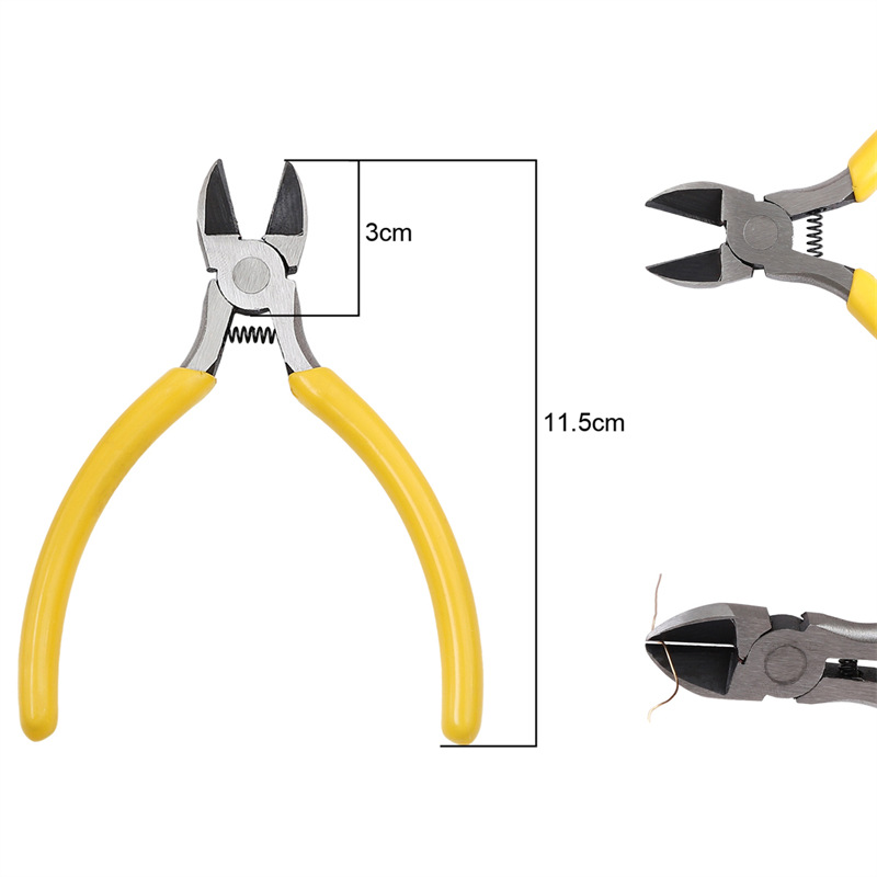 Yellow handle oblique mouth pliers