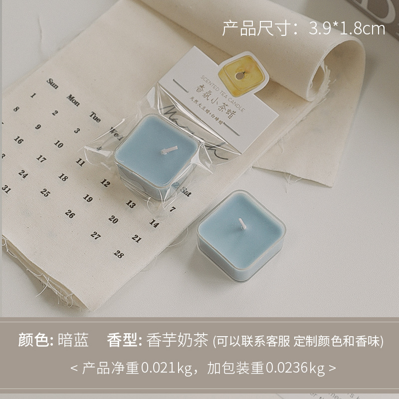 Velas cuadradas aromáticas sensación de atmósfera creativa regalo de mano cera de té de color al por mayor 4 horas de cera de estilo de perfume