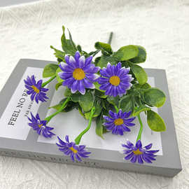 新款仿真洋甘菊小把雏菊仿真花束塑料花户外阳台客厅摆设餐桌摆花