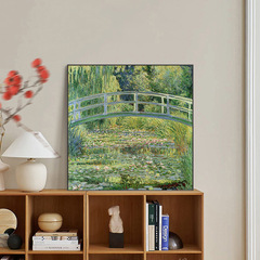 睡蓮莫奈風景油絵客間装飾掛け絵北欧風ソファー背景壁印刷油絵キャンバス画芯