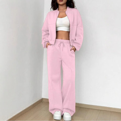 2025欧美跨境春秋女士涤纶套装时尚休闲两件长裤外套显瘦女装