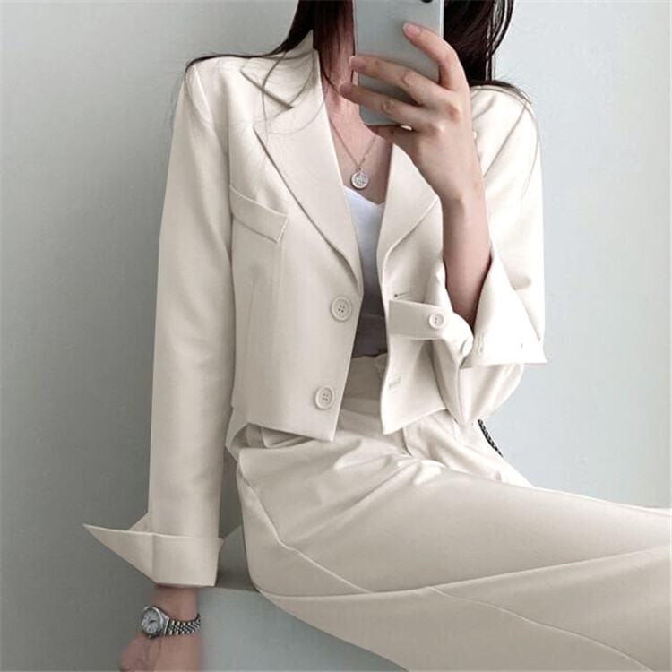 新品2022春夏秋季网红休闲英伦风小西套装女士短款韩版西服上衣详情8