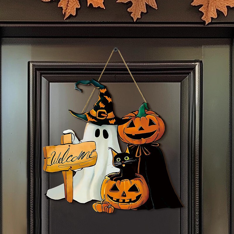 Cross-Border New Product Halloween Ghost Sign, Halloween Door Hanging Decoration, Autumn Porch Decoration Sign, Door Decorations
