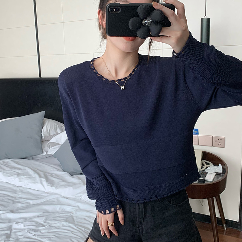Special Offer Non-Refundable! Pearl White Curled Round Neck Ice Linen Knitwear for Women Long-Sleeved Bottoming Shirt Fashionable and Elegant Special Offer Non-Refundable! Pearl White Curled Round Neck Ice Linen Knitwear for Women Long-Sleeved Bottoming Shirt Fashionable and Elegant