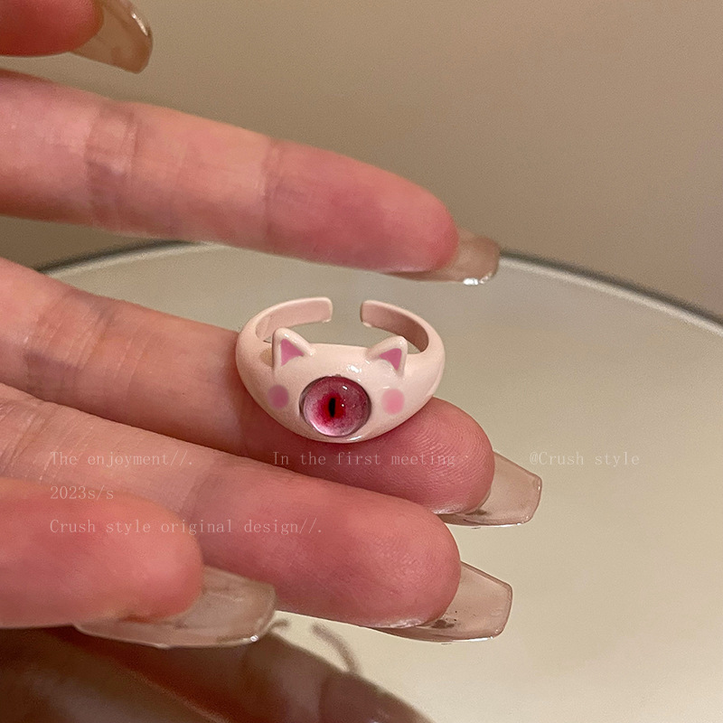 Colección de pequeño monstruo lindo anillo de monstruo de un ojo personalidad femenina diseño de nicho anillo abierto único image 7