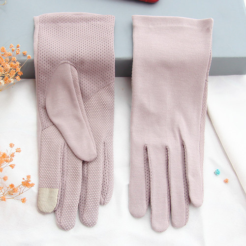 Driving sun protection gloves summer thin cotton anti-UV breathable non-slip short cycling outdoor sun protection women's gloves