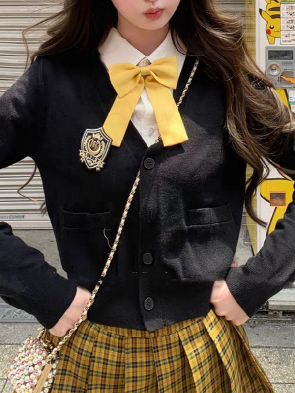 【东京女大】日式JK学院风开衫+衬衫+半裙制服套装|undefined