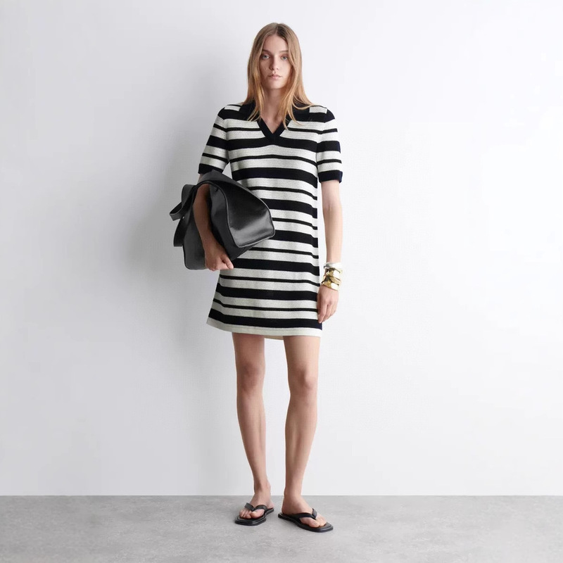 Cos Style Women's Clothing Mall Same Style Standard Version Cut Out Blended Knitted Mini Dress 2025 Summer New Product