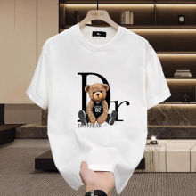 新款春夏短袖小熊T恤男士纯棉百搭休闲重磅名牌ins打底衫体恤上衣