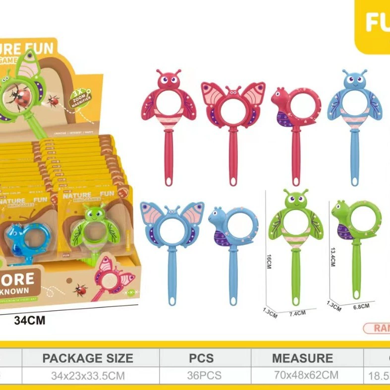 Детская портативная мультяшная увеличительная стекло, пластиковая форма насекомых, подарок на день рождения для детского сада, маленькая игрушка с насекомыми, креативная