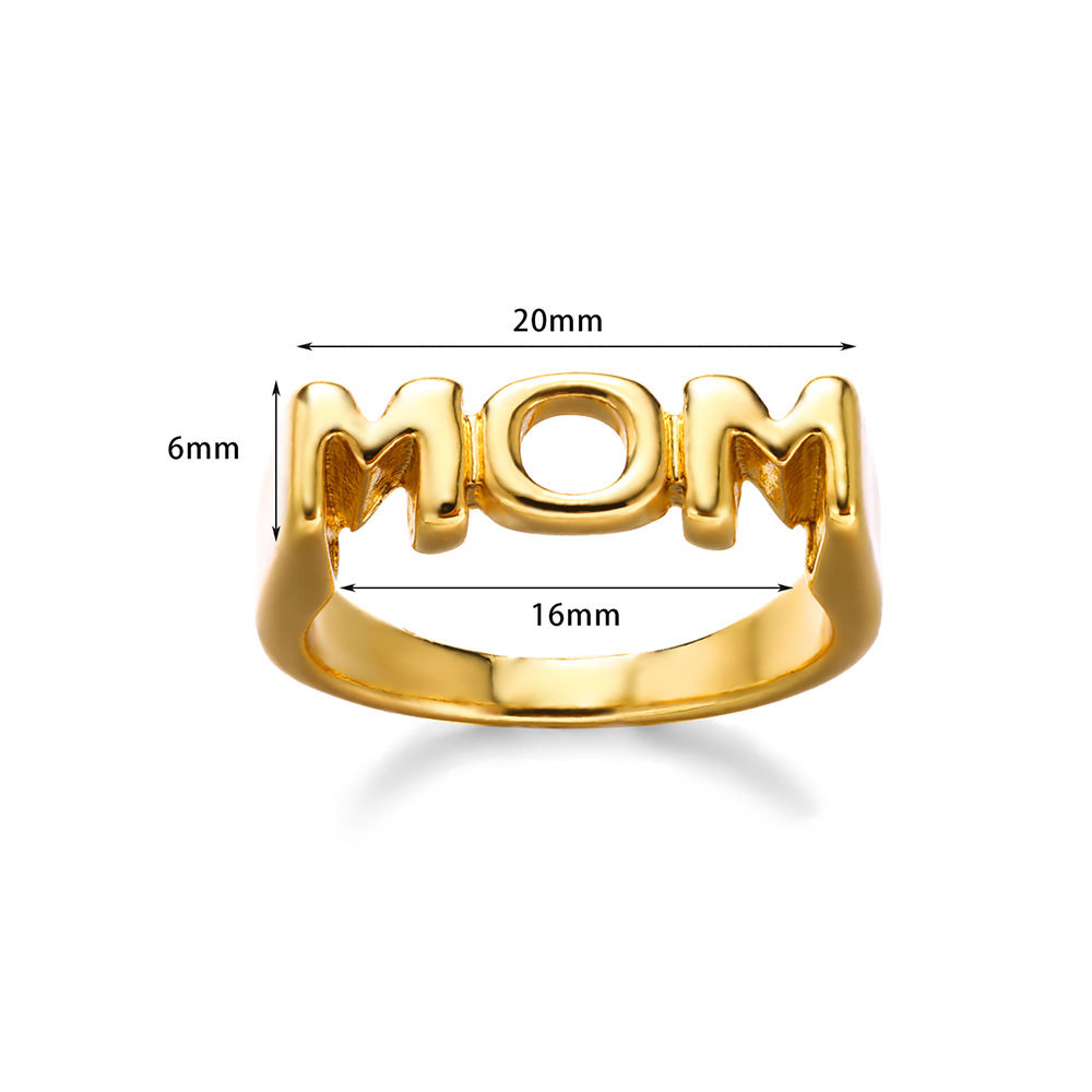 PVD Coated Real Gold Plated Vocabulary Words/Name 304 Stainless Steel Classic Style Waterproof Non Tarnish Rings display picture 1