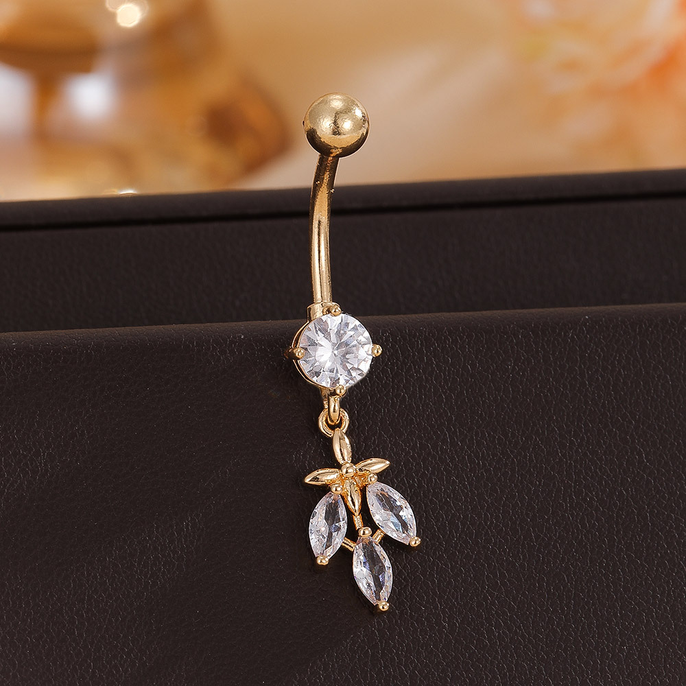 Woodland Flower Belly Button Ring 4 Gold Copper Drop Series Navel Piercing Jewelry Wholesale detail image 8