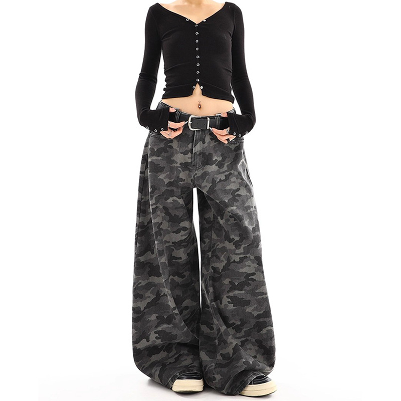 Camouflage autumn jeans