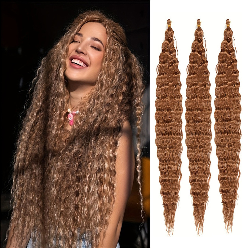Cross-Border Synthetic Fiber Wigs Deep Wave Twist Bulk Hair Big Curly 18-30inch Deep Crochet Hair