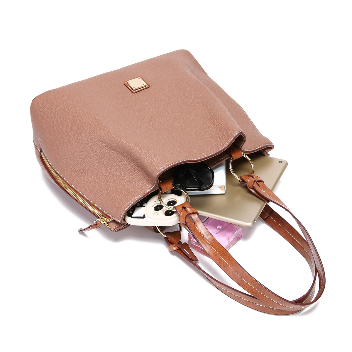 Retro Pebble Lychee Particle Texture Single Shoulder Mother-in-law Women's Bag Large Capacity_voghion.com