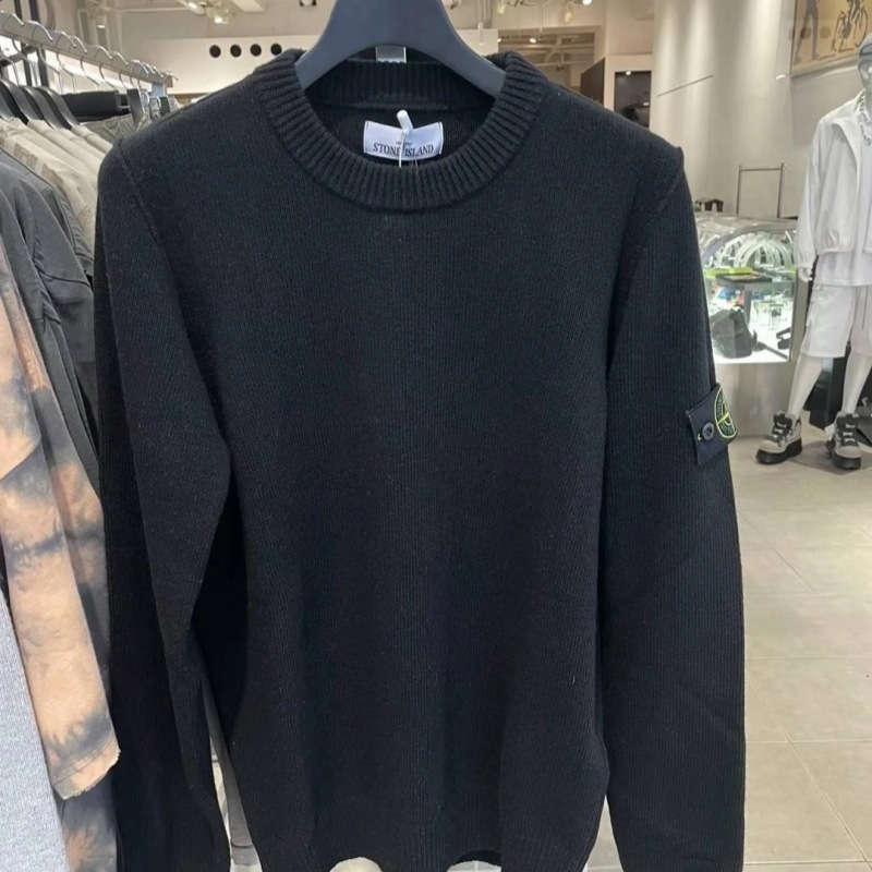Cross-border STON Stone European and American trendy brand basic compass armband round neck pullover knit sweater for men and women, suitable for couples