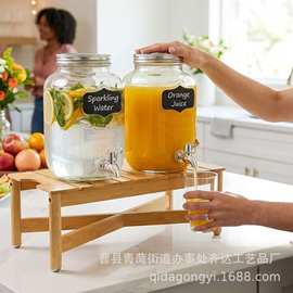 跨境木质饮水桶支架家用饮料分配器支架木制水桶架门店茶水桶架