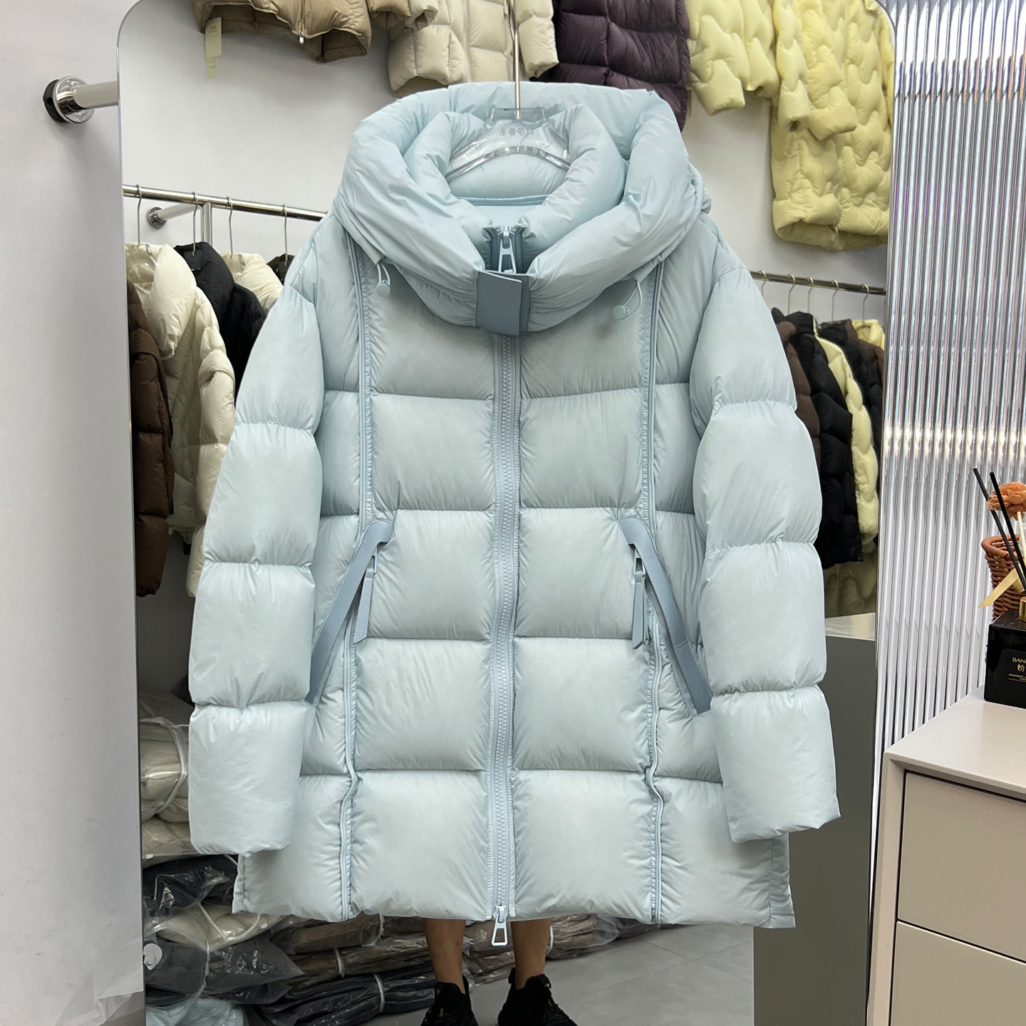 White Goose down Jacket Women's Mid-Length Thickeneded Korean Style Loose Cocoon Type 2025 New Cloud Puff Hooded Jacket