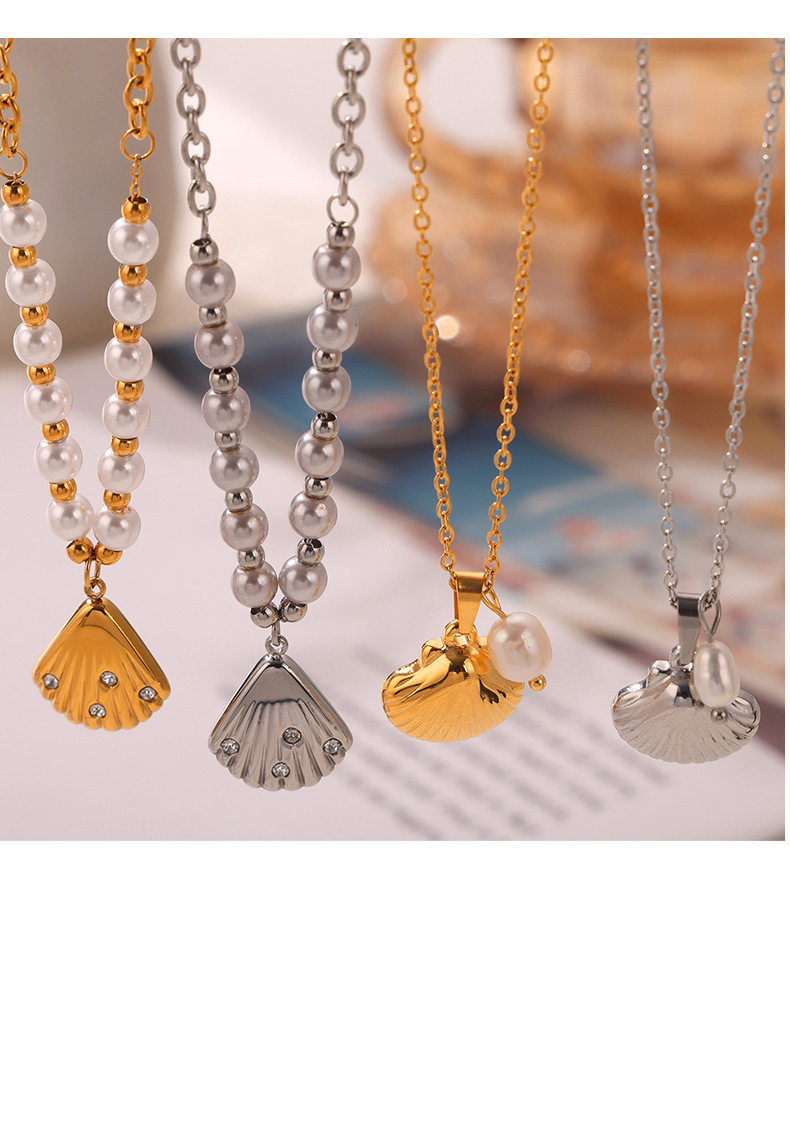 Simple Style Shell Freshwater Pearl Titanium Steel Wholesale Jewelry Set display picture 11