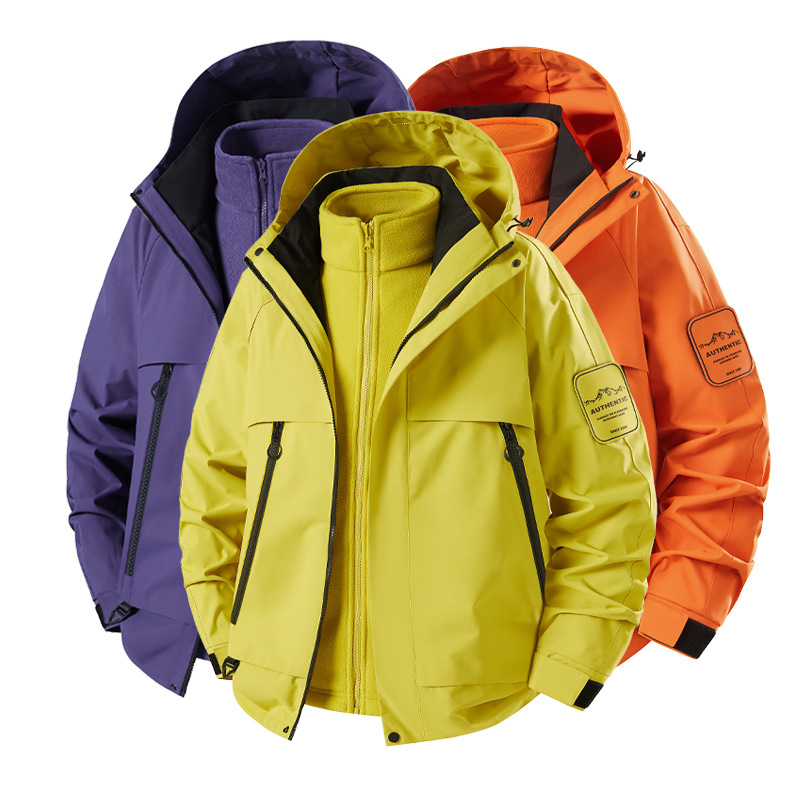 Men's Workwear Hooded Jacket New Outdoor Waterproof Jacket Three-In-One Detachable Trendy Windbreaker for Women
