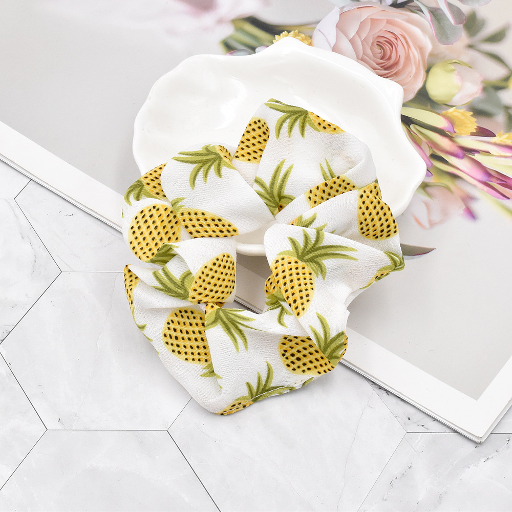 Retro Pineapple Fruit Fabric Printed Hair Rope display picture 5