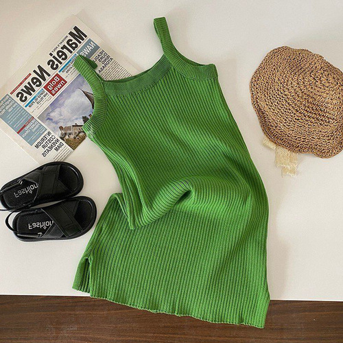 Summer Girls Dress Baby Trendy Children Personality Hip Brand Korean Version Plain Color Ice Silk Princess Tank Top Strappy Dress