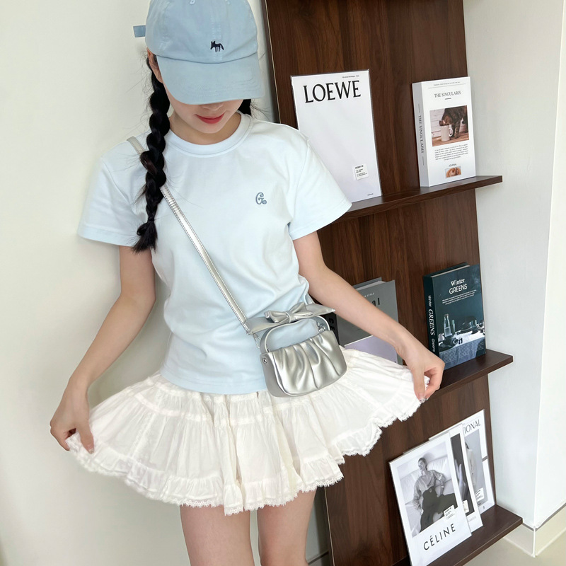 Versión coreana del bolso de nube de niña de color sólido simple estilo occidental pliegue lindo lazo bolso de bebé nuevo bolso para niños