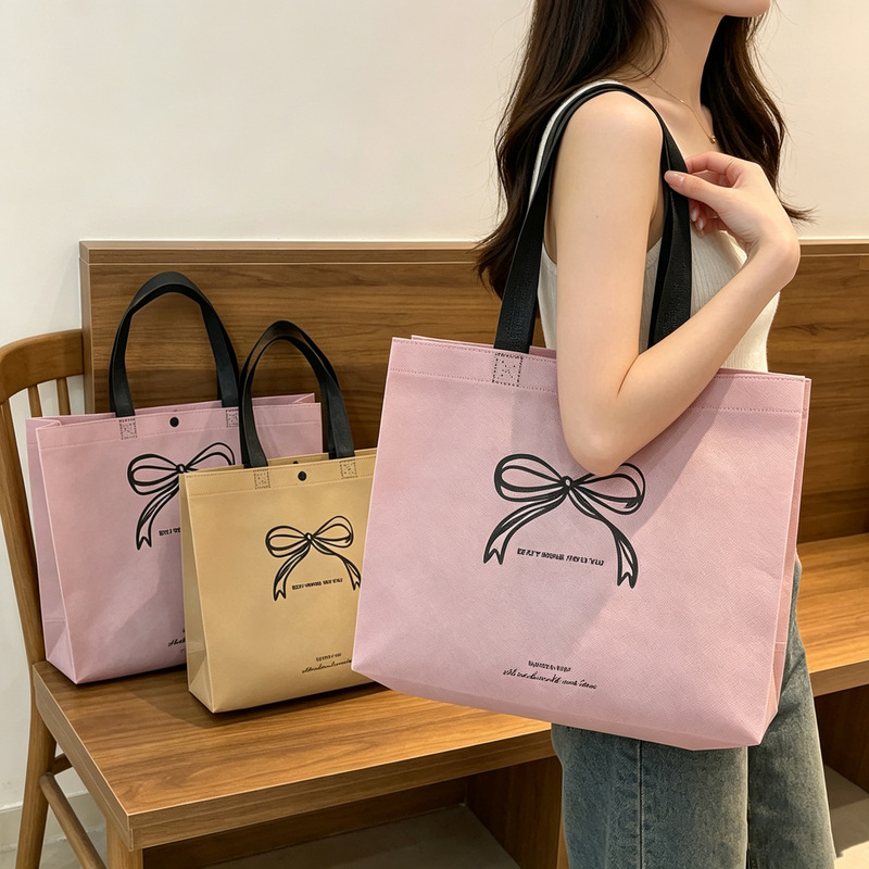 Clothing store tote bags with an artistic style, attractive and high-end, customizable, thickened non-woven fabric commercial shopping packaging bags