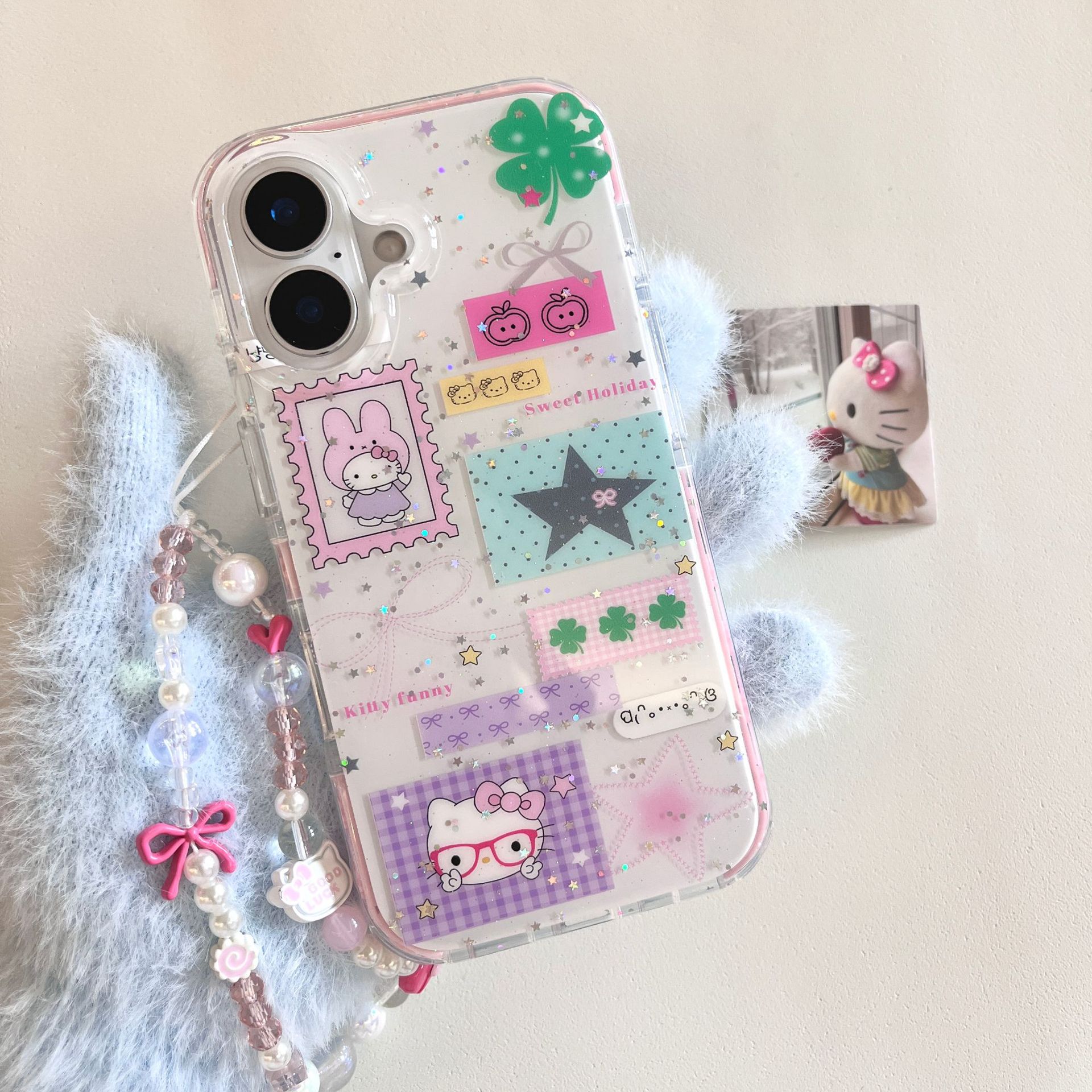 Empalme estrella de trébol de cuatro hojas de nicho para Apple 16ProMax funda para teléfono móvil 15Pro cadena 14/13 nuevo 15PM