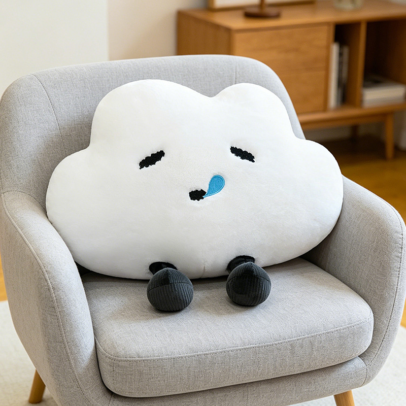 New creative mood cloud plush pillow, cute cloud sleeping companion toy, no worries, no unhappiness pillow