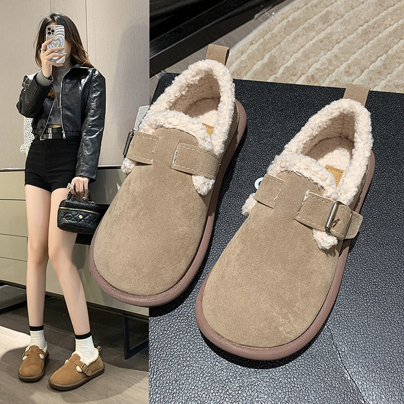 Mori Brown plush shoes women's outer wear fleece-lined cotton shoes 2023 autumn and winter New retro women's shoes cute preppy style Mori Brown plush shoes women's outer wear fleece-lined cotton shoes 2023 autumn and winter New retro women's shoes cute preppy style