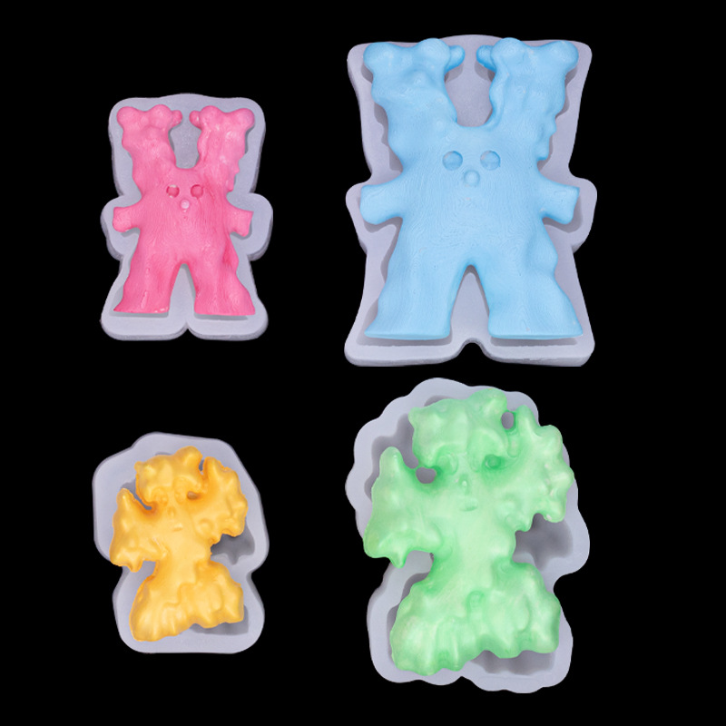Grande y pequeño tridimensional monstruo de dibujos animados molde de silicona creativo hecho a mano jabón aromaterapia vela molde yeso epoxi molde