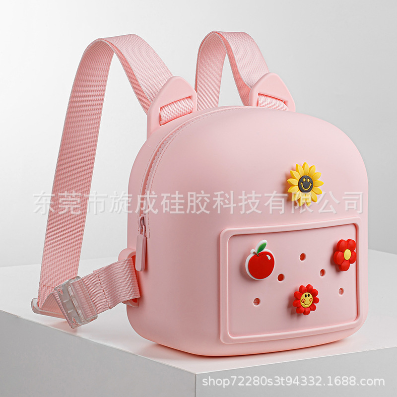 Nuevo al por mayor lindo DIY agujero niños mochila de silicona de gran capacidad mochila de silicona mochila de damas