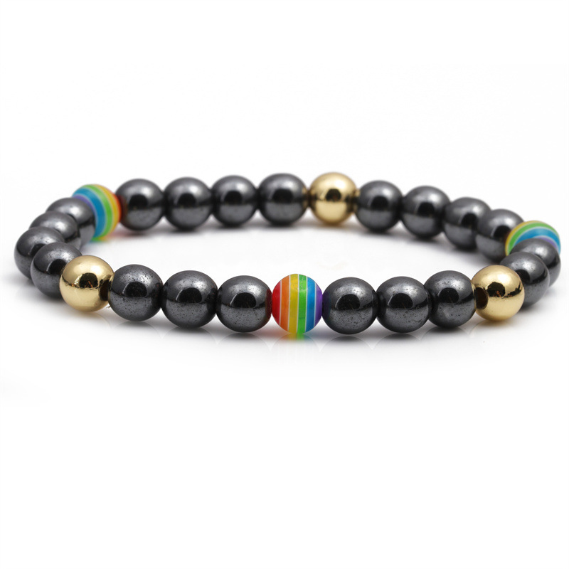 Pulsera de los hombres de la bola del Diamante Negro de la bola del diamante europeo y americano simple Arco Iris transfronterizo