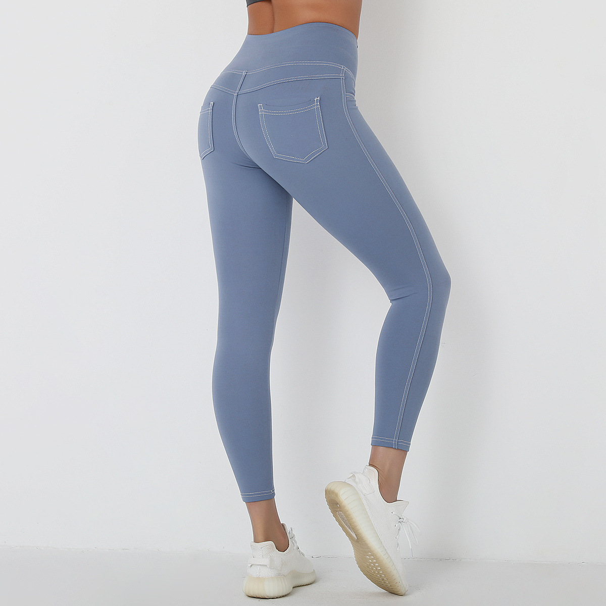 denim high waist hip-lifting yoga pants   NSLX36649