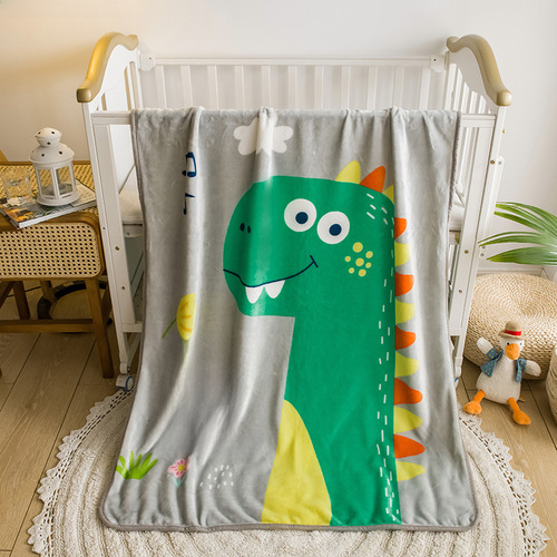 Flannel Single Layer Children's Throw Blanket Cartoon Pattern Summer Air Conditioning Kindergarten Nap Blanket
