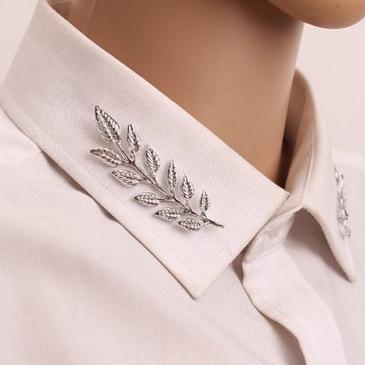 Popular gold and silver leaf jewelry for men and women, brooches, pins, shirts, sweaters, collar pins, collar buttons, retail and wholesale