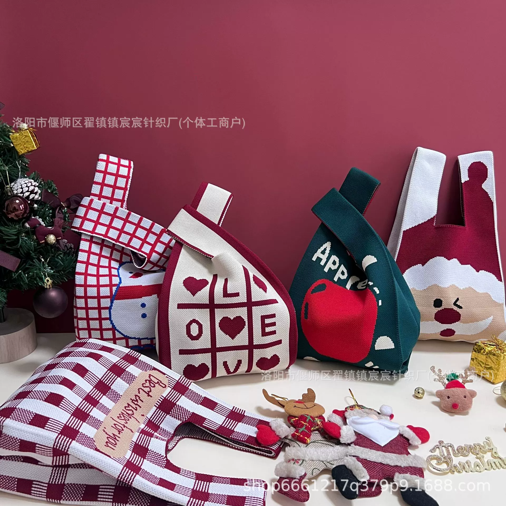 圣诞节送礼糖果袋礼品袋针织包礼品包袋手提包手拿包托特包礼物袋