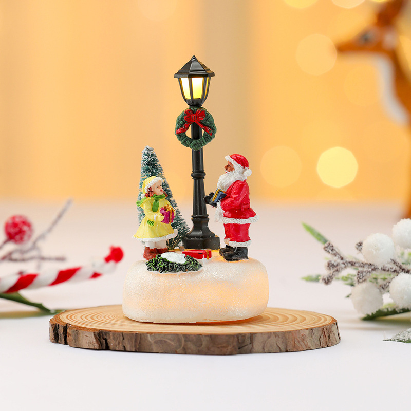 新しい発光クリスマス樹脂装飾品小さな家クリスマス装飾街路灯装飾品クリスマスギフト|undefined