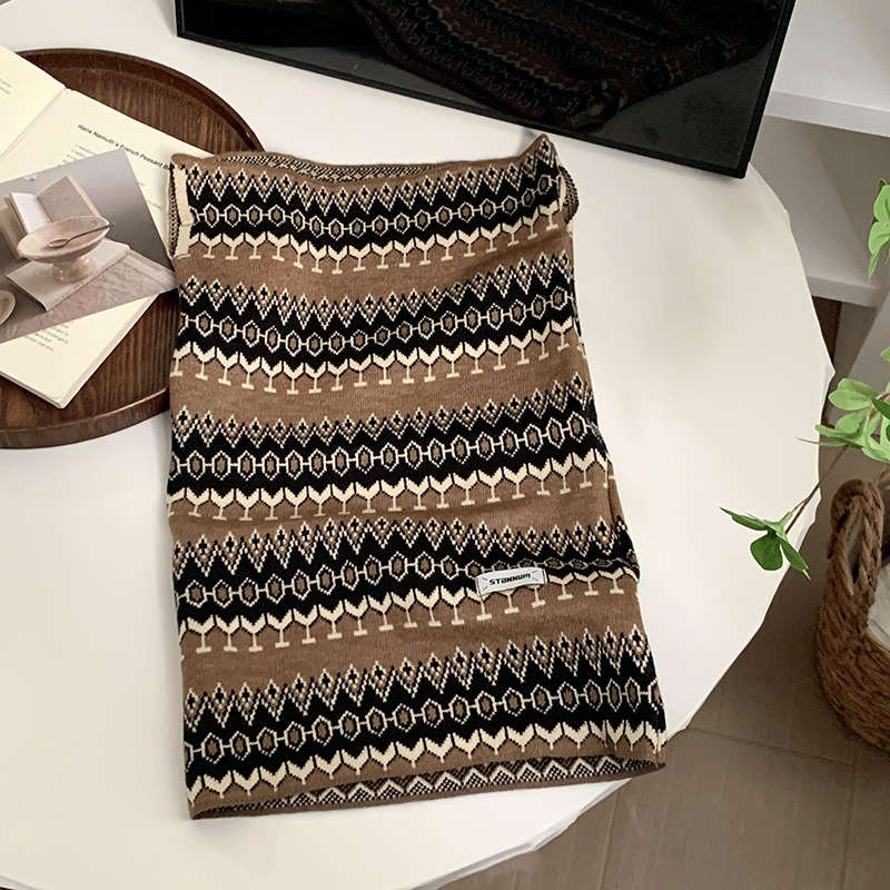 Máscara de ciclismo nuevo estilo a prueba de viento frío retro dulce cool bufandas leopardo textura cálida temperamento elegante pequeño babillo