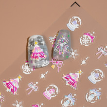 Redanco5D浮雕ins爆款美甲贴纸果圣诞系列圣诞树立体指甲贴He1308