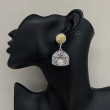 【布艺】蒙古族耳饰女特色民族风短款耳坠锌合金镀银 仿银饰耳环