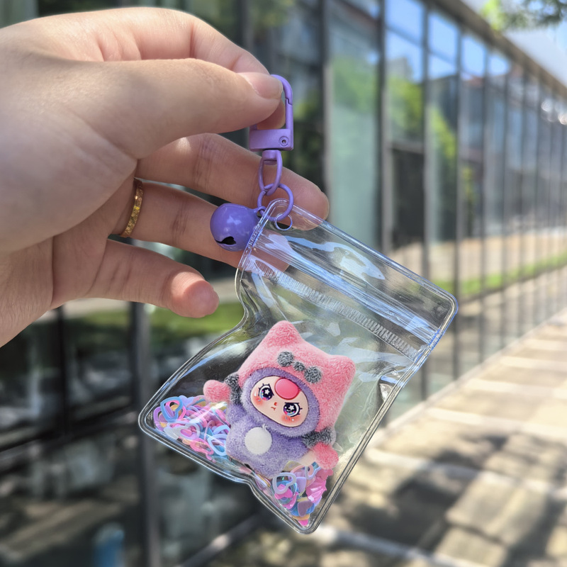 跨境植绒狐狸帽娃三岁萌粒卡通书包挂件礼物透明袋配饰钥匙扣批发|undefined