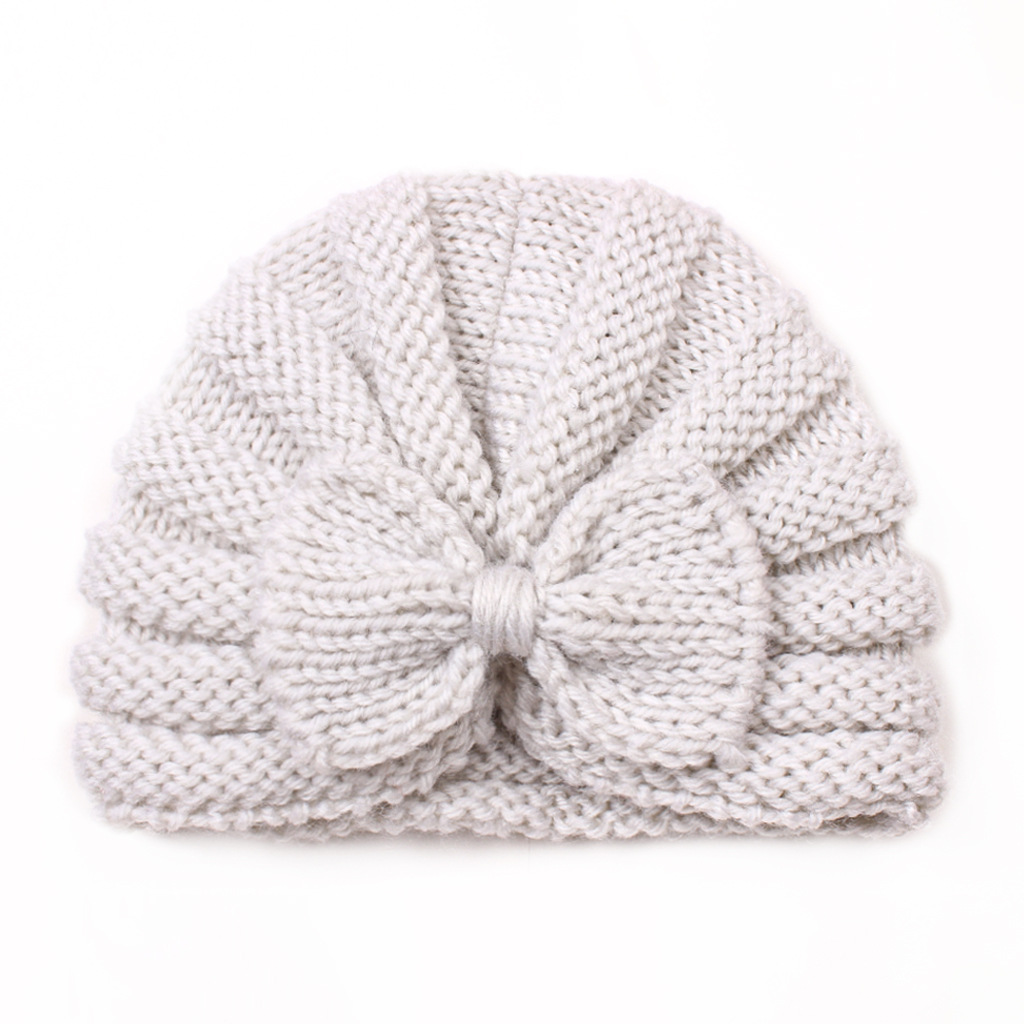 ins Autumn and Winter New Baby Bow Hat European and American Children's Knitted Warm Wool Hat Baby Fetal Hat