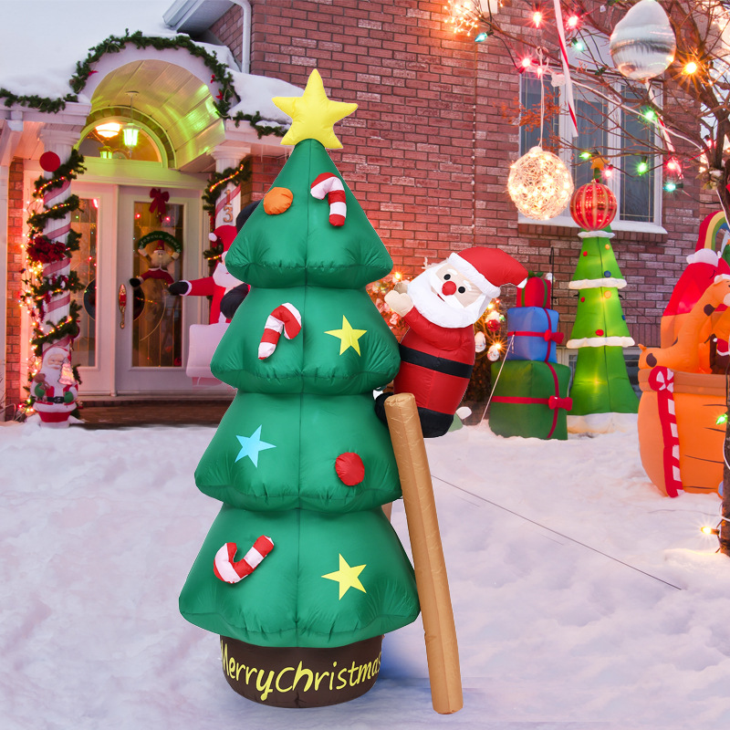 Nuevos productos transfronterizos Navidad infláble decoración 2.1m anciano subir escalera árbol de Navidad