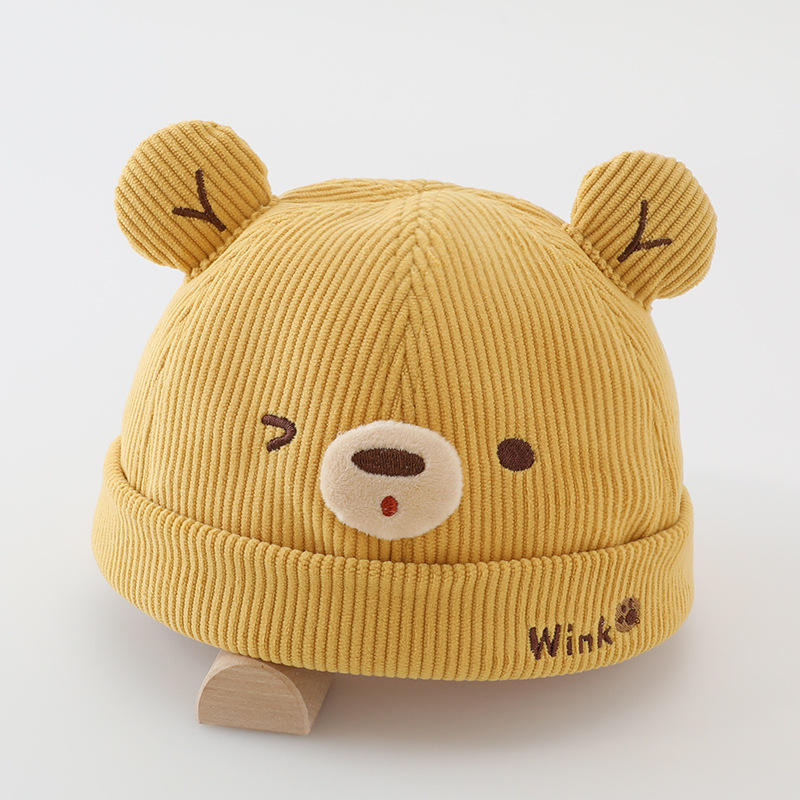 Sombreros para bebés otoño-invierno estilo coreano lindo bebé oso pequeño sombrero de primavera y otoño para niños y niñas super lindo sombrero de piel de melón