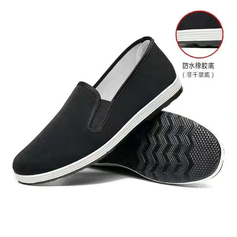 Zapatos de tela de Beijing antiguos genuinos para hombres casuales zapatos de tela negra antideslizantes y resistentes al desgaste cómodos zapatos de cocina de trabajo