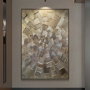 Italian Minimalist Hand-Painted Oil Painting with Golden Texture Corridor Aisle Hanging Painting Dafen Village Accessible Luxury Abstract Entrance Decorative Painting