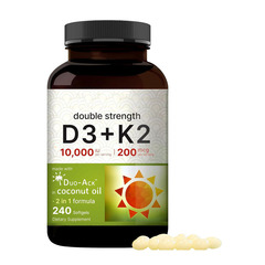 スポット供給ビタミンd 3 k 2カプセルは初搾りヤシ油を含みます。
