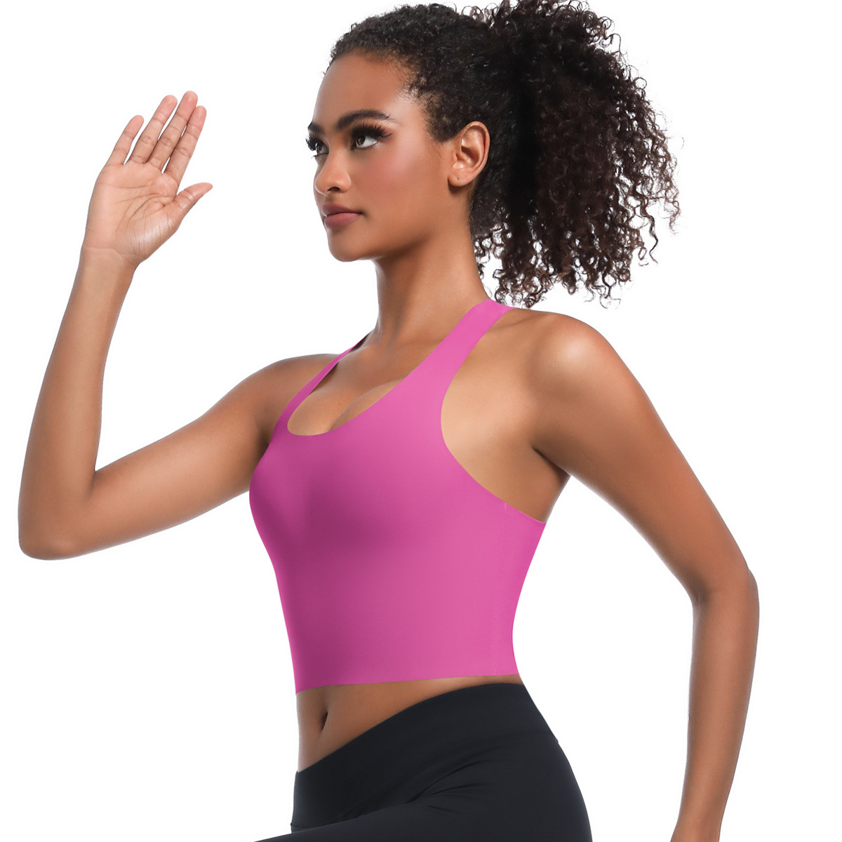 Limpieza sin marcas de color sólido ropa interior deportiva correr transpiración transpirable doble capa impermeable yoga belleza de espalda ropa de yoga mujer image 5